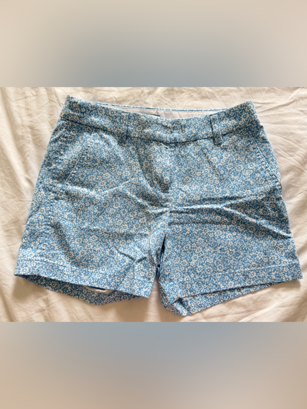 J. Crew Light Blue Floral High-Waist Cotton Shorts